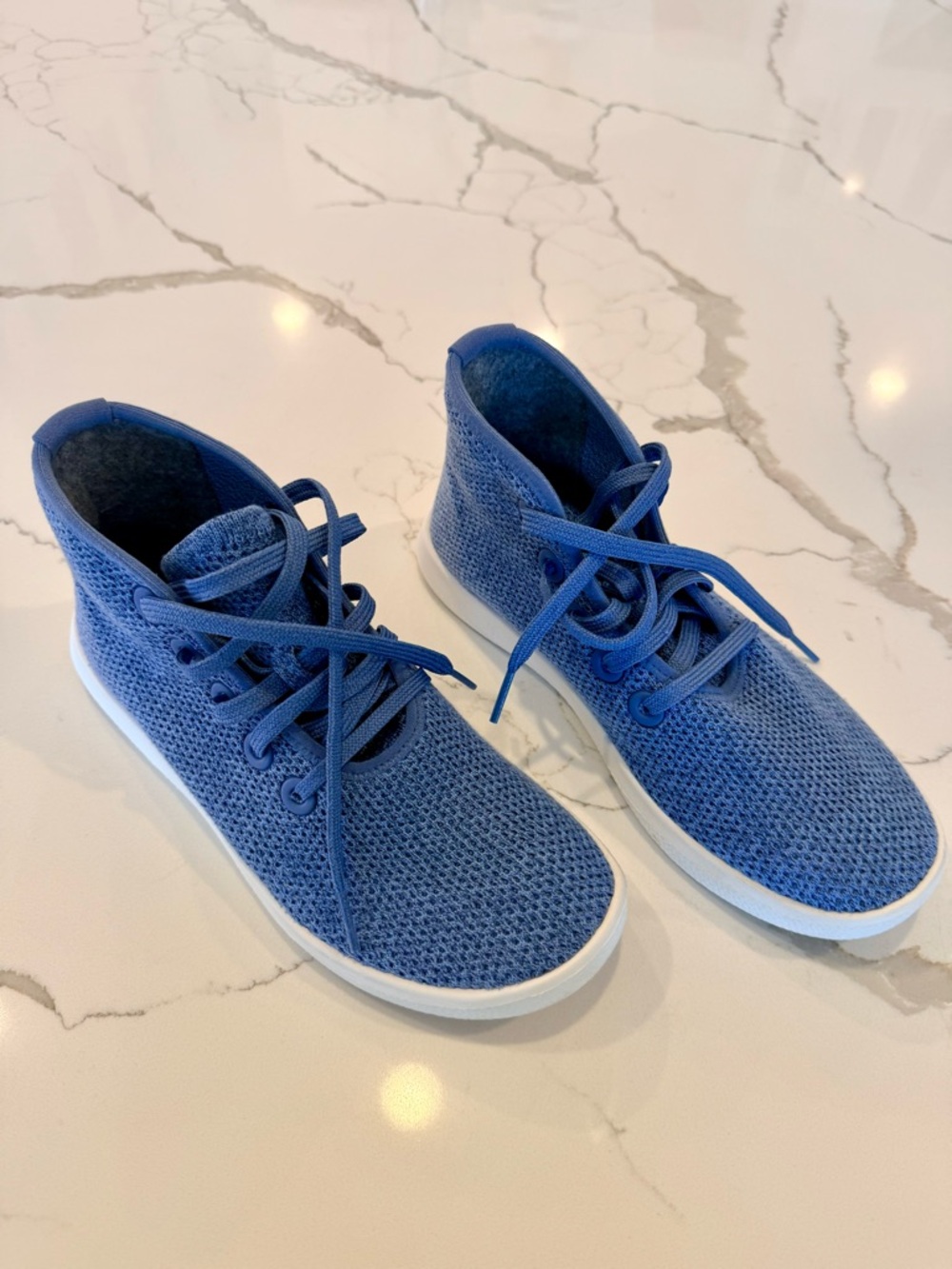 Allbirds Womens Royal Blue Knit High-Top Sneakers